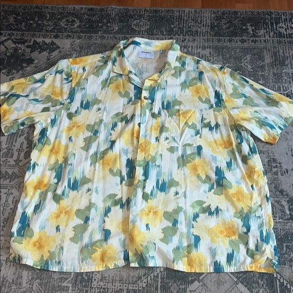 Old Navy men’s Yellow and Green Floral Shirt size XXL - Picture 1 of 7